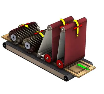 combinación de un rodillo calibrador para calibrar madera maciza, un rodillo engomado calibrador o lijador y dos cepillos de lijado con insertos intercambiables para lijar piezas perfiladas y para el acabado